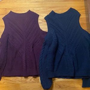 Maroon and blue medium Aeropostale cold shoulder sweaters